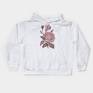 Pink Rose Flower Vintage Illustration Kids Hoodie